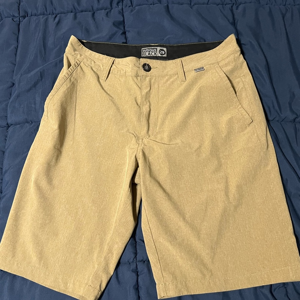 Nitrous Black Men's Khaki Flat Front Shorts sz 29
